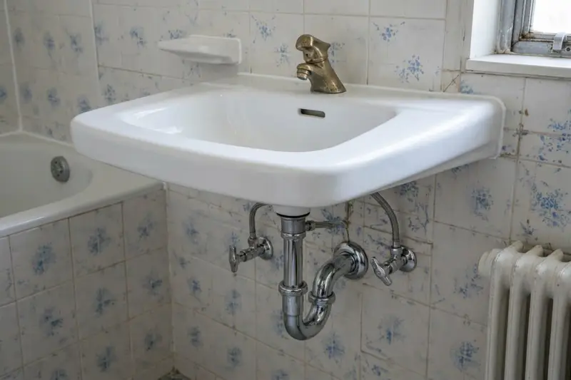 Nachher: neu montiertes Waschbecken