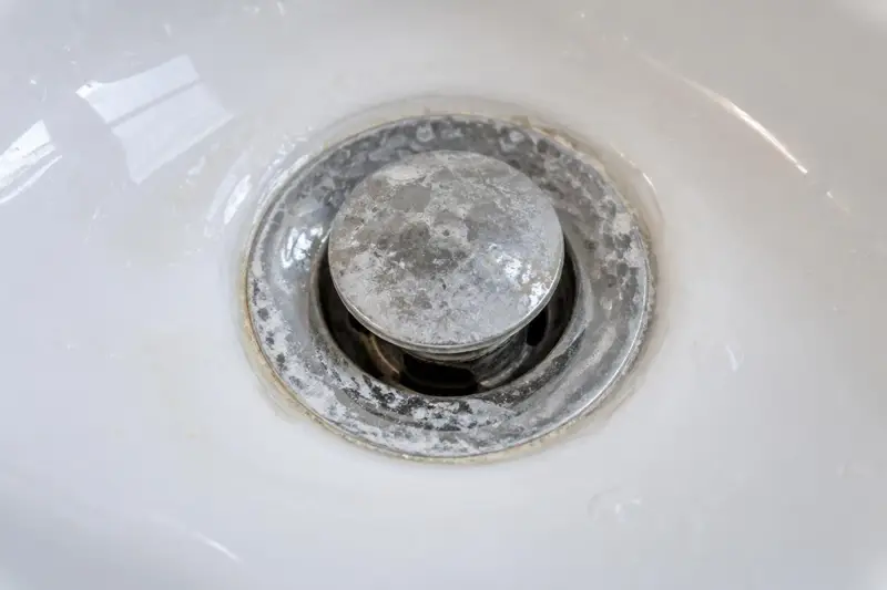 Vorher: Verkalkter Abfluss